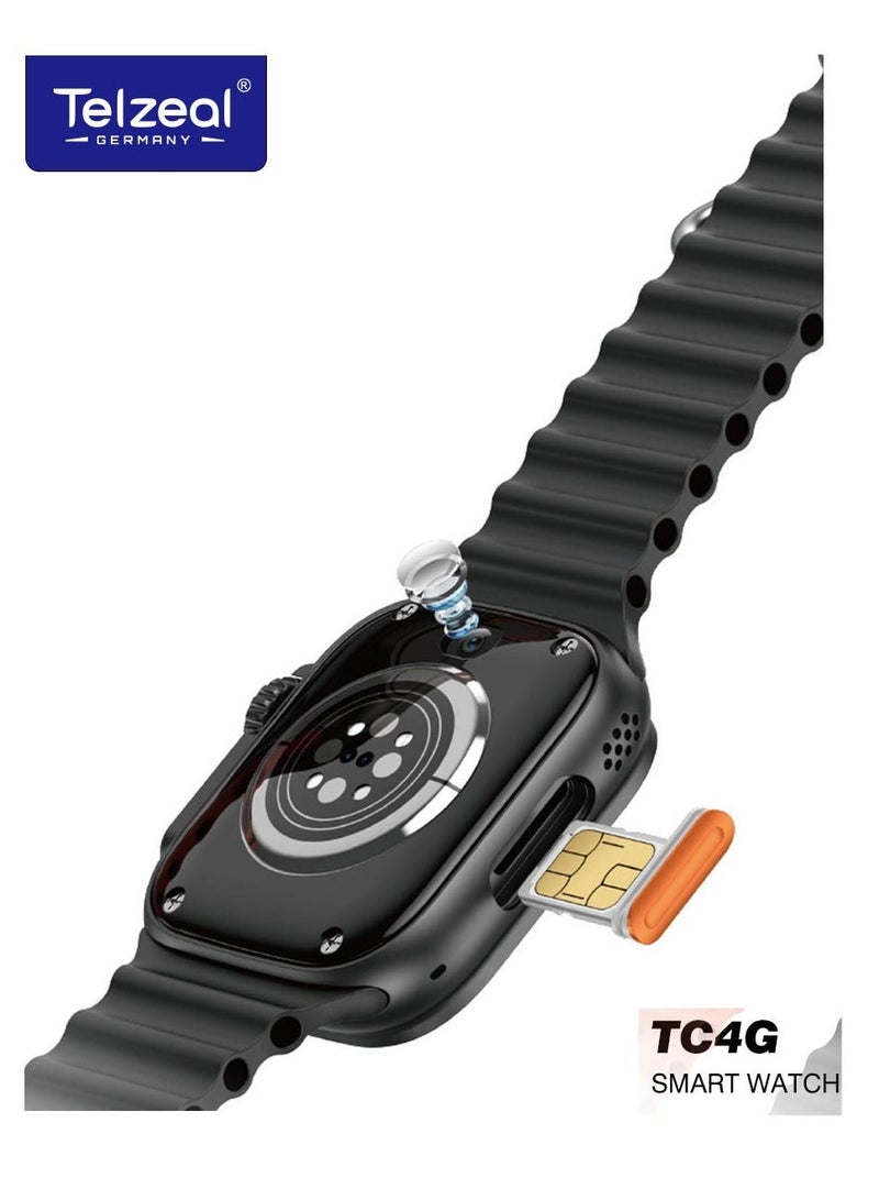 تلزيل Telzeal TC4G 2.2 Inch Full Screen Display Smart Watch With Dual Camera and Sim Card Support With 3 Pair Straps and Wireless Charger For Ladies and Gents - Image 2